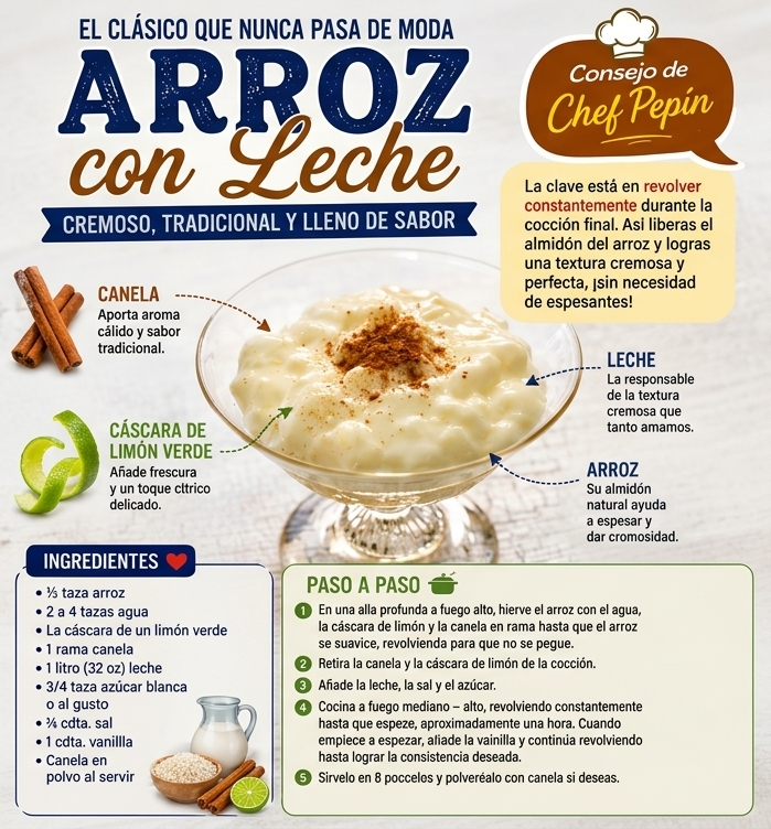 Chefpepin's tweet photo. El arroz con leche no es solo un postre... ¡es un recuerdo servido en cada cucharada!

¿Te gusta el arroz con leche frío, tibio o recién hecho? https://t.co/mUPlDofXY9