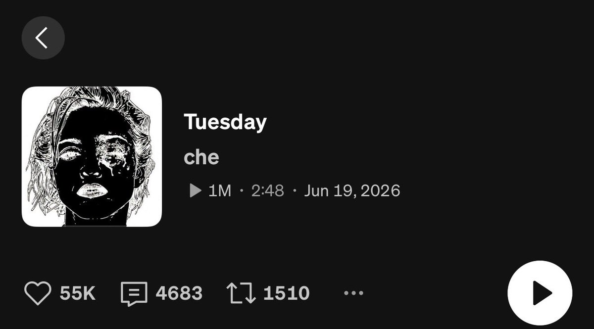 crtlchaz's tweet photo. Che - ‘Tuesday’ hit 1 million plays on soundcloud https://t.co/fy308tZ6EQ