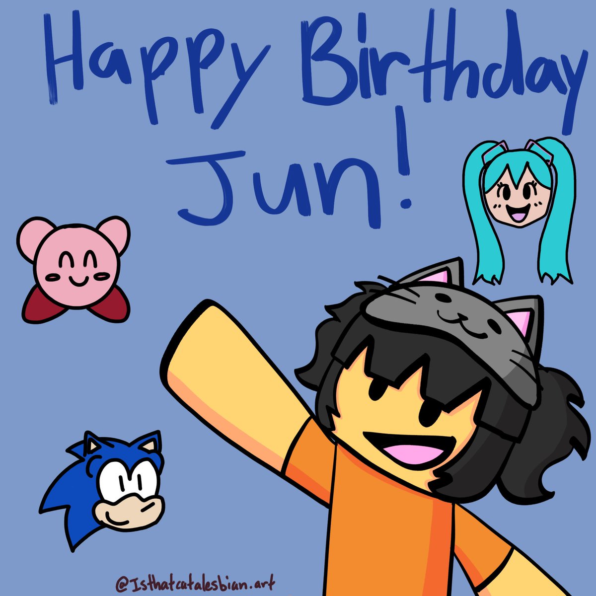 JustJunNoE's tweet photo. hi it’s my birthday credits to my friend for the drawing of me, Miku, Kirby and sonic. (Follow them on instagram) https://t.co/E4saMKtUSW
