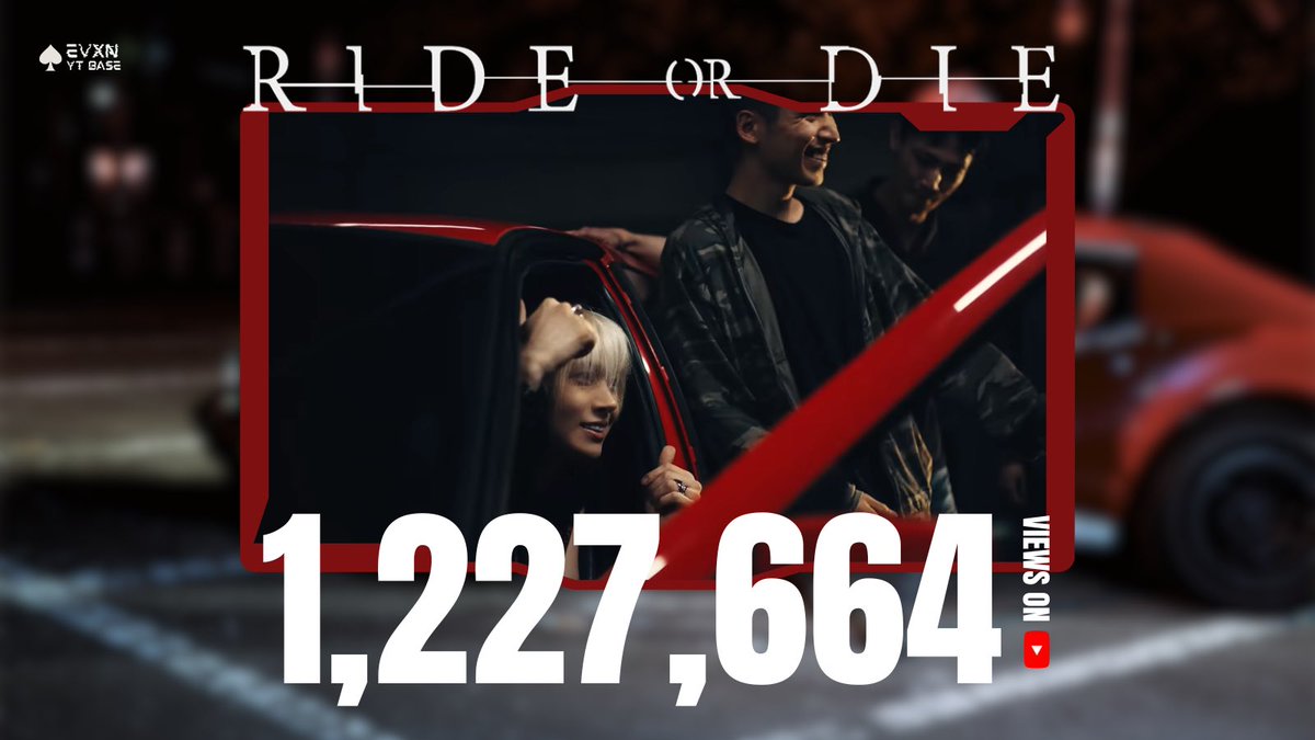 EVANYTBASE's tweet photo. #EVAN ‘RIDE OR DIE’ Official MV has reached 1 MILLION views with 373k likes on YouTube, 5 hours after its release! 🖤

🔗: https://t.co/jmx1Xv8HlJ

RIDE OR DIE OUT NOW
#EVAN #에반 #RIDE_OR_DIE
#EVAN_1stDigitalSingle
#RIDE_OR_DIE_OutNow
@h_evva_n @evan_officialJP https://t.co/JNJgjcMdBo