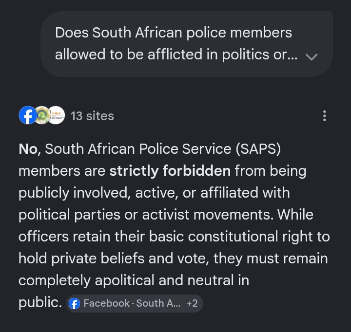 khumo_k7's tweet photo. Over to you @SAPoliceService your members are getting involved in politics while wearing Police uniform. And there is a section in the constitution that prohibits this nonsense behavior.. 

We don't to be served by people who supports vigilantism! 

https://t.co/KPEOVzCfh9 https://t.co/qI2xVfIOX4