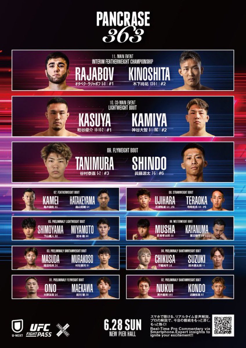 trifight's tweet photo. いよいよ今週末🗓️6/28(日)❌PANCRASE 363❌ニューピアホール大会の試合順が発表されました✨
✅村社泰河選手は第3試合で増田怜央選手と対戦します✊
村社選手の応援📣をよろしくお願いいたします‼️
#村社泰河 #pancrase363 #試合順 #cavemma #cavebjj https://t.co/0mlNFvSYGG