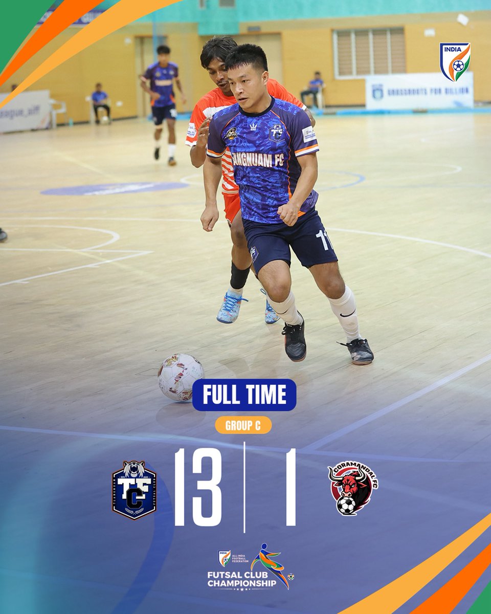 IndianFootball's tweet photo. Tlangnuam FC and South Castle United FA finish top of Groups C and D to wrap up the #FutsalCC group stage 👏

Watch the quarter-finals live on the #IndianFootball YouTube Channel in June 24 📺 https://t.co/CVGSg7c96Z