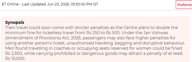 MenLegalLogic's tweet photo. According to reports, a man can be fined ₹2,500 for traveling in a women's coach.

Fair enough. Reserved means reserved.

Are there equivalent penalties when women enter spaces reserved exclusively for men?

Either support equal spaces and equal penalties for both sexes, or stop pretending the system is gender-neutral.

What am I missing?