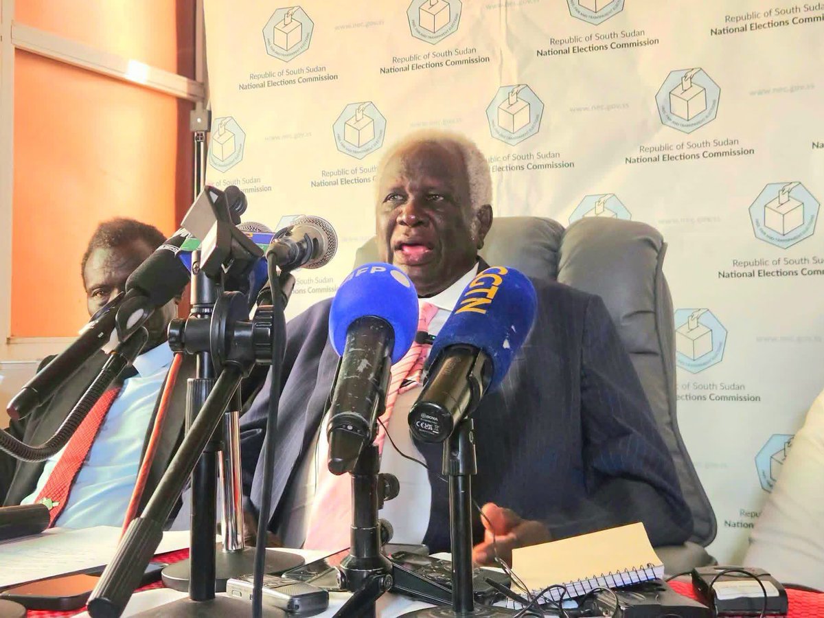 SSGglobal's tweet photo. The Chairperson of the National Elections Commission (NEC), Prof Abednego Akok Kacuol, said the commission needs a balance of USD 229 million for elections.

Addressing journalists today, Akok declared they received USD 21M out of USD 250M total budget for elections. https://t.co/j0MqWK4gH1