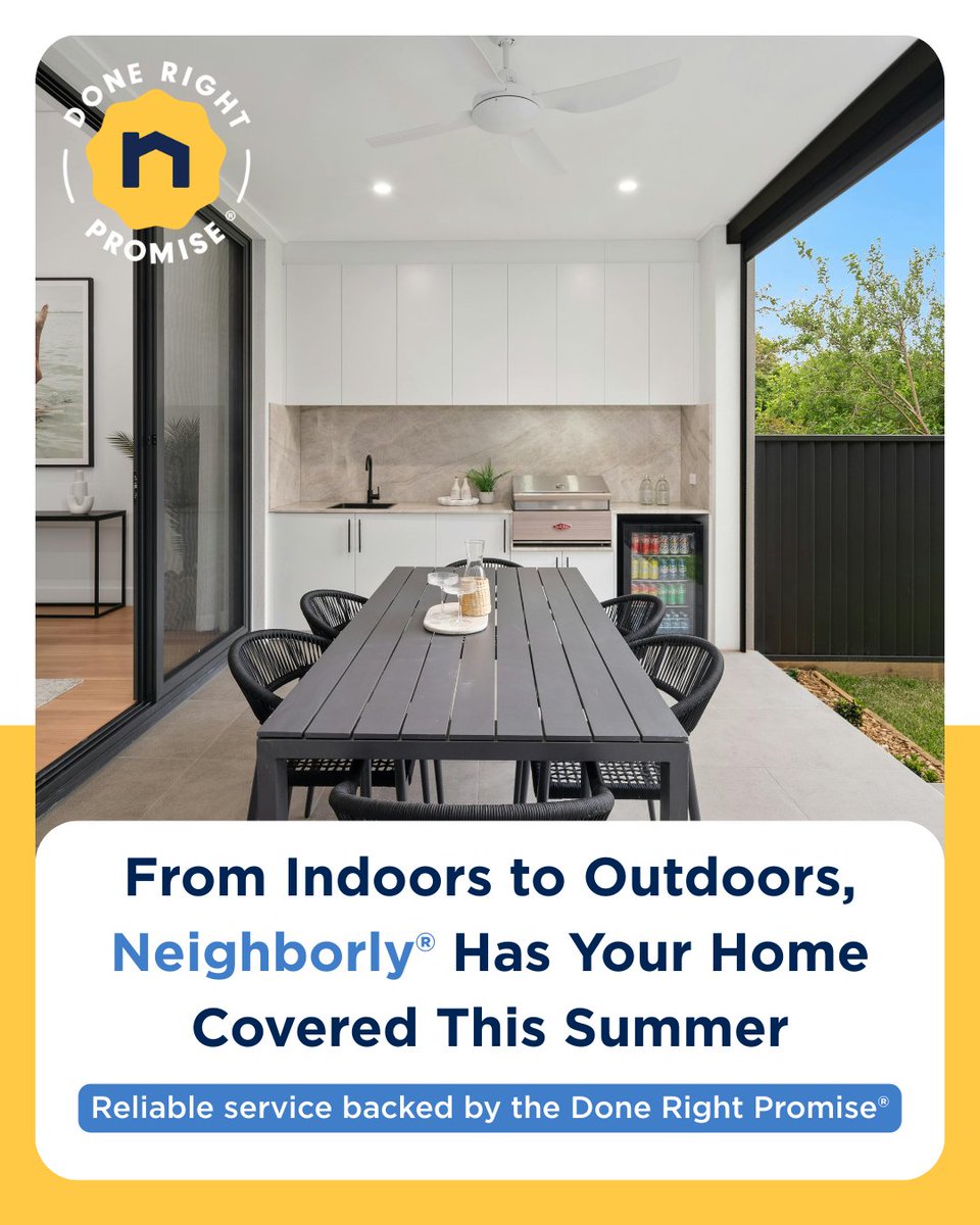 Neighborly's tweet photo. This summer, make sure your home is ready for it all! Whether it's staying cool inside or entertaining outside, the Neighborly® home service providers are here to help.

Visit https://t.co/Jf49MzXwKV or download the Neighborly app to find local service providers near you! https://t.co/daR2BnMcht