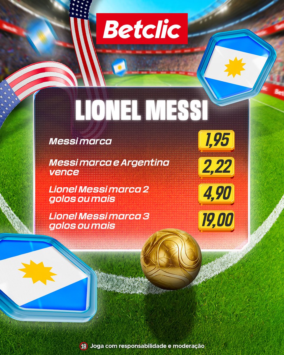 BetclicPortugal's tweet photo. 🐐🇦🇷 Depois do hat-trick inaugural, está tudo empolgado para ver como estará Messi frente à Áustria!

- Se marcar 2 ou mais golos, oferecemos 5€ em Freebets para 20 pessoas.
- Dá RT + Comenta o teu Username

1 comentário por pessoa.
Passatempo termina às 18:00. https://t.co/C5uDBXzmgo