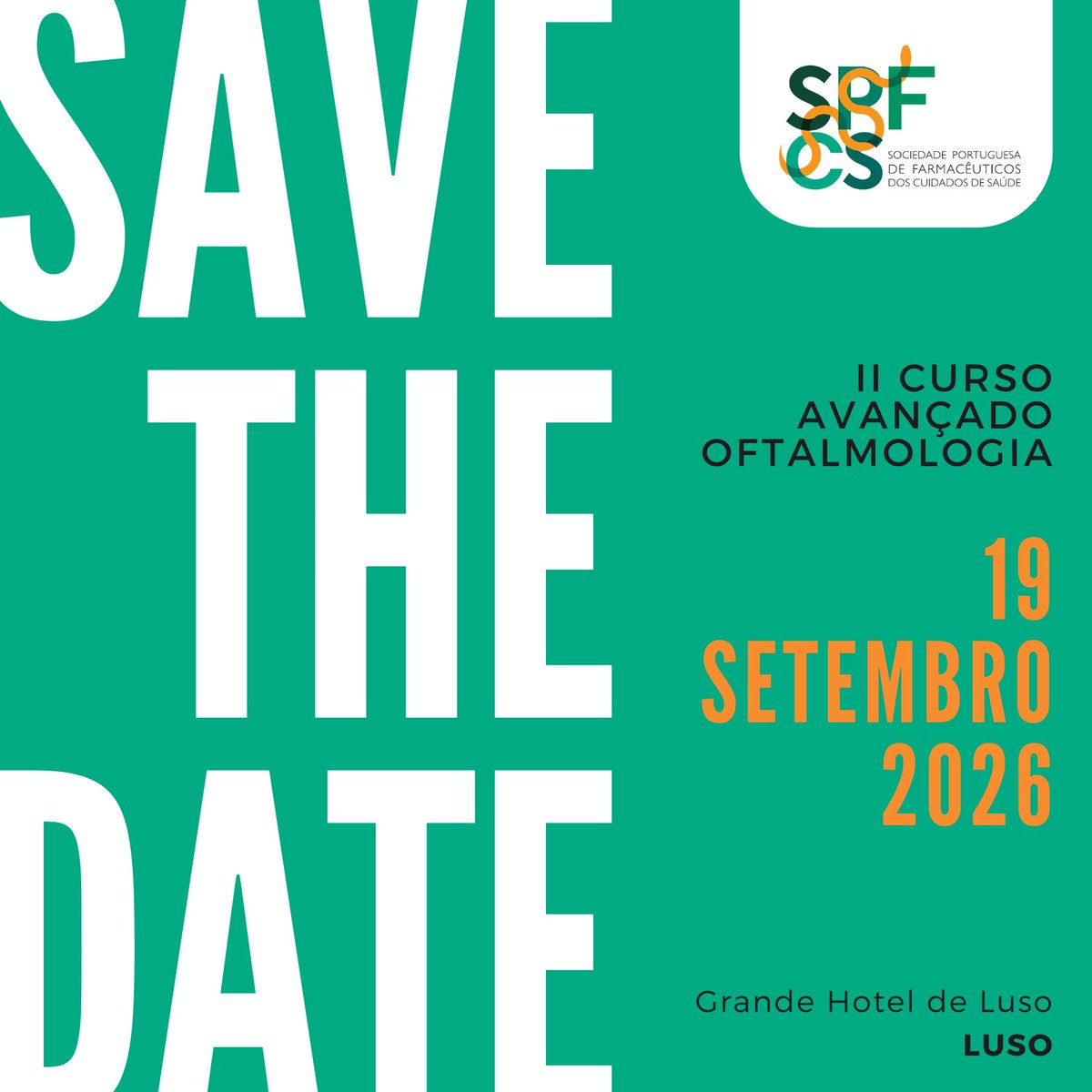 SPFCS19's tweet photo. 18 e 19 de setembro, no Luso.

II Curso Avançado SPFCS em Oftalmologia para Farmacêuticos.
II Curso Avançado em Líderes de Excelência
PRESFAR - Preparar a Residência Farmacêutica.

Informações e inscrições: brevemente, em https://t.co/hKJEOijgHA
#CumprirSPFCS https://t.co/R4c7KdtP28
