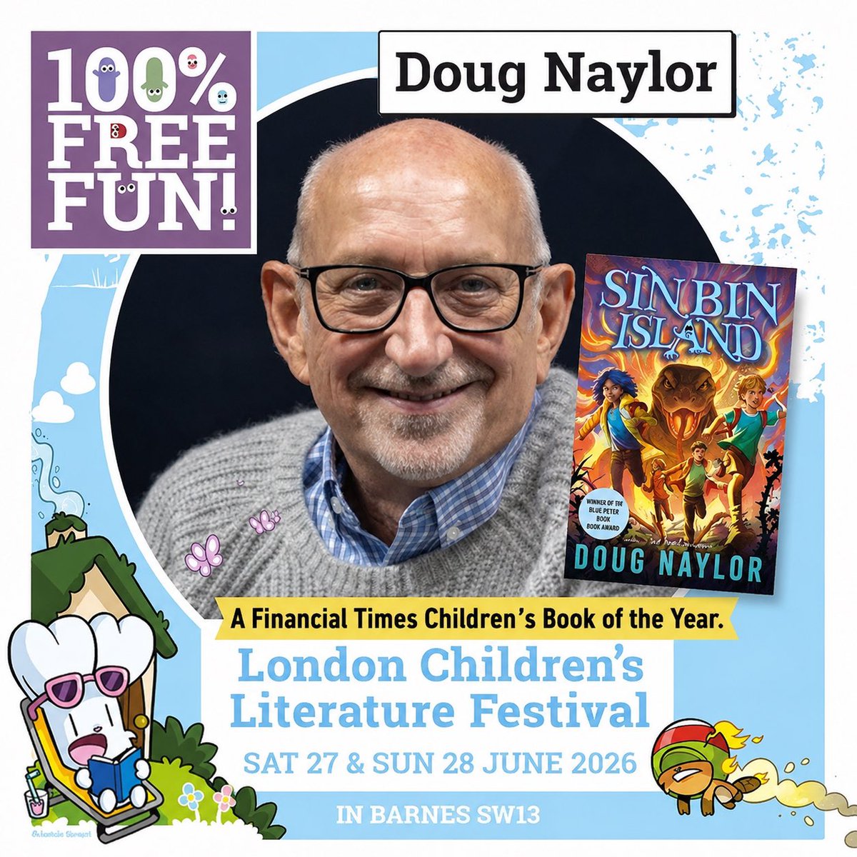 DougRDNaylor's tweet photo. I will be signing copies of Sin Bin Island at 11am to 12pm this Sunday, June 29, @ the London Children's Literature Festival in the Waterstones Bookshop Marquee by Duck Pond SW13 0LF
LondonKidsLitFest #DougNaylor #Sin BinIsland #RedDwarf #KidLitUk #Waterstones_kids #KidsBooks https://t.co/XhVtWKtj0r