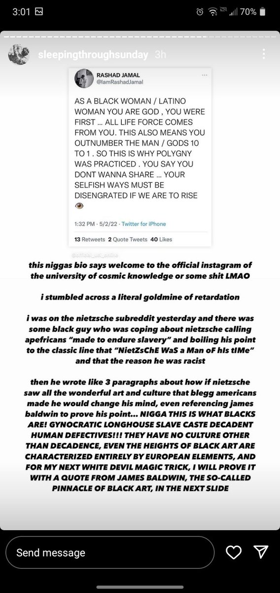 TCMorgan8's tweet photo. @two2phace literally all of this is invalid blacksplaining. james baldwin literally admits that inferiority complex, jealousy, and insecurity is at the root of black rage

he seethes with black rage realizing how cohesive white culture and white identity is https://t.co/GDrxHzVZD4