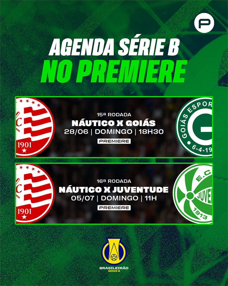 canalpremiere's tweet photo. FICA LIGADO! 💪🔥
As Rodadas 15 e 16 da Série B estão por vir e no Premiere, você acompanha os jogos do Timbu. Dois confrontos difíceis e que prometem comprometer a tabela.
#SerieBnoPremiere #AgendaPremiere #AgendaSerieB #Nautico https://t.co/xH9xbTEFPt