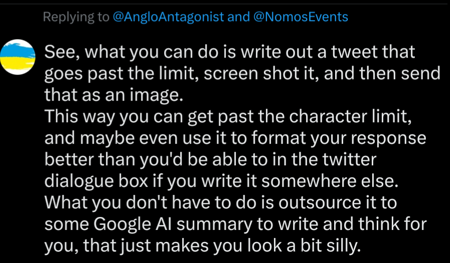5NV2000's tweet photo. @AngloAntagonist @NomosEvents Nothing else you could have done except use a pic of an AI Google search summary. https://t.co/wk5LzlnwES