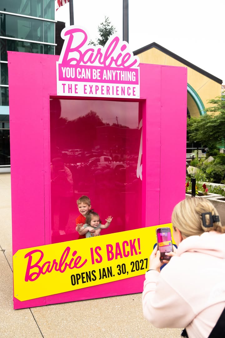 TCMIndy's tweet photo. We built a Barbie Box to celebrate the return of Barbie You Can Be Anything: The Experience! Step inside, strike a pose, &amp; get excited for the exhibit's return on Jan. 30, 2027. Buy a membership &amp; get a year full of fun plus this exhibit. Learn more: https://t.co/6ItTm30jcr https://t.co/2kgOYX1joO