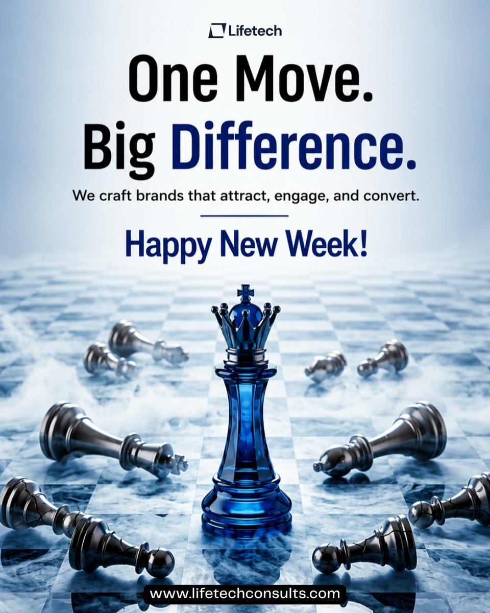 Ltconsults's tweet photo. One move can change everything.

The small decisions you make today can create a big difference tomorrow.

Let's build, innovate, and achieve more this week.

Happy New Week! 📍

#lifetech #newweek #branding #win #viral https://t.co/BW12JKLHRE