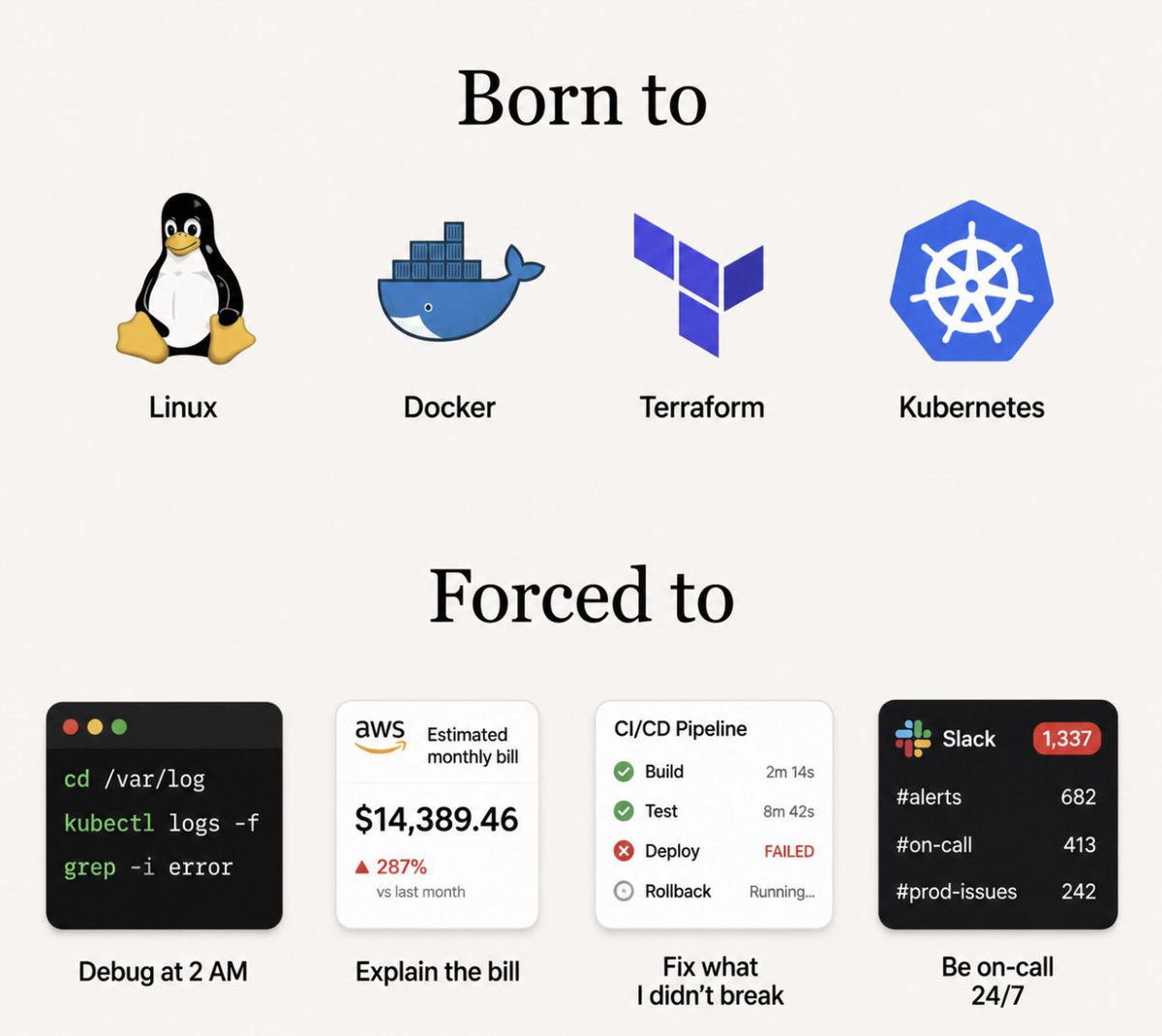twtayaan's tweet photo. I miss the person I was before Kubernetes. https://t.co/k0W9icdfMc
