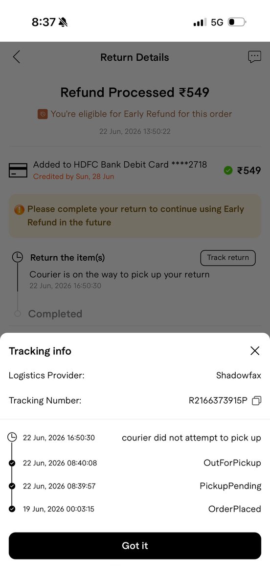 flaep769's tweet photo. @shadowfax_in @savanaglobal ive been trying to return this parcel from past 1week and shadowfax is the worst possible delivery partner im unsatisfied . they dont even attempt pickup but shows as failed pickup https://t.co/ypers2hz2Z