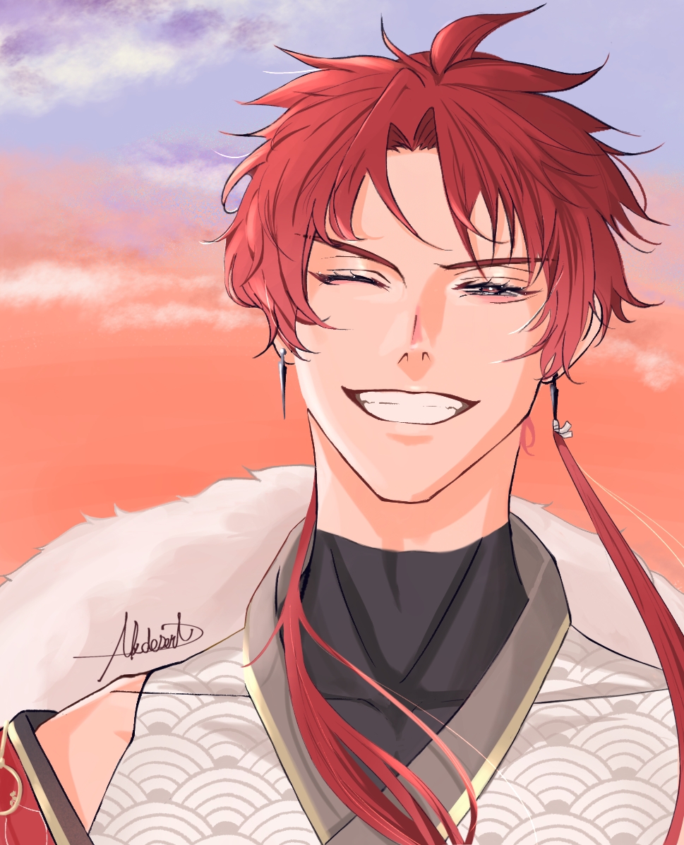 AKdeSert_'s tweet photo. 夜明くれば  映える茜がたなびいて
きみは希望で  朝露の玉

#織田信長生誕祭2026
#アカセカイラスト
今年もたくさん！！笑え！！！！！ https://t.co/Oz6anuqfLJ
