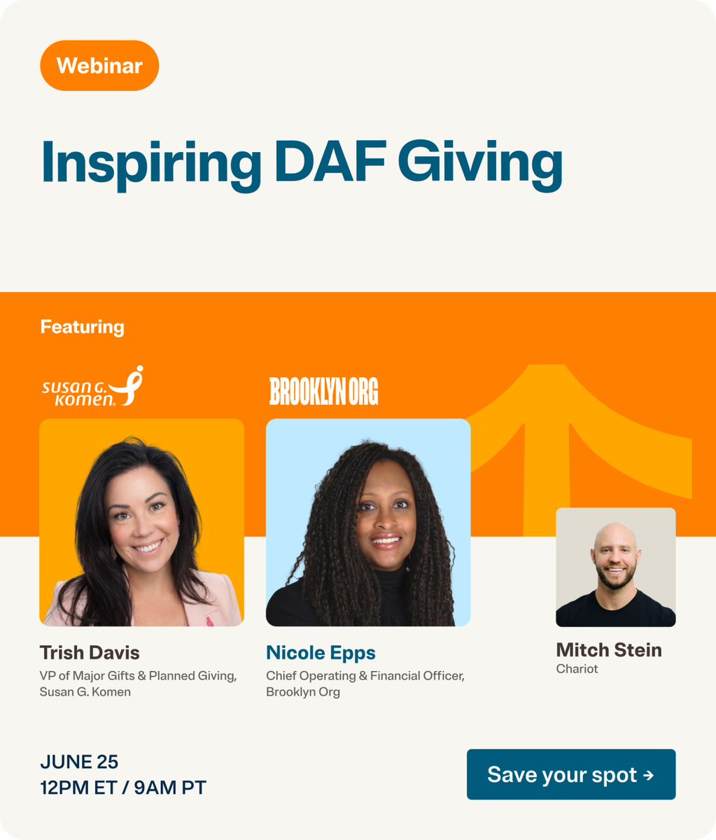 dafdayofficial's tweet photo. Join us this Thurs, Jun 25 at 12pm ET, for the next webinar in our #DAFday series "Inspiring DAF Giving." We're focusing on DAF fundraising with our partners from @SusanGKomen and @BklynFoundation. Register here! https://t.co/o08hpEtwT8 https://t.co/oJ8G9VHs1y