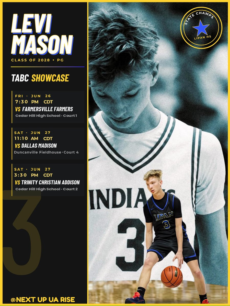 LeviMason2028's tweet photo. @Tabchoops Showcase schedule. 

26’ State Champs. Come check us out! @lipanhoops 

@UANextUp23_4 @Coach_Turner87 @4thQuarterWork @GASOLyndon @BallNonStop_ https://t.co/adyPTHl4Vv