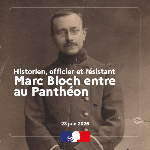 Armees_Gouv's tweet photo. [Mémoire] Historien, officier, résistant, Marc Bloch a associé le livre au combat, et fait preuve d’un patriotisme et d’un engagement républicain total. 
82 ans après son assassinat, Marc Bloch entre au Panthéon ce 23 juin 2026 !
@Elysee @CaVautrin @RufoAlice @SGArmees @ShdVincennes @education_gouv @MinistereCC 
#MarcBloch #DevoirdeMémoire