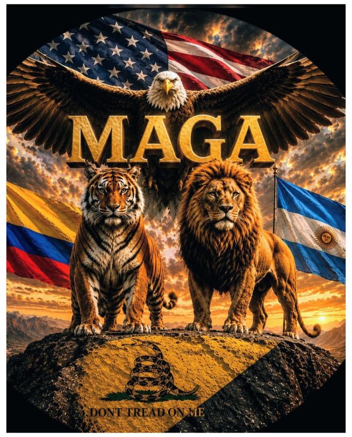 psosa5027's tweet photo. @JMilei, @ABDELAESPRIELLA , @realDonaldTrump América será grande Nuevamente 🦁🐯🦅 https://t.co/J7cpzD7dTO