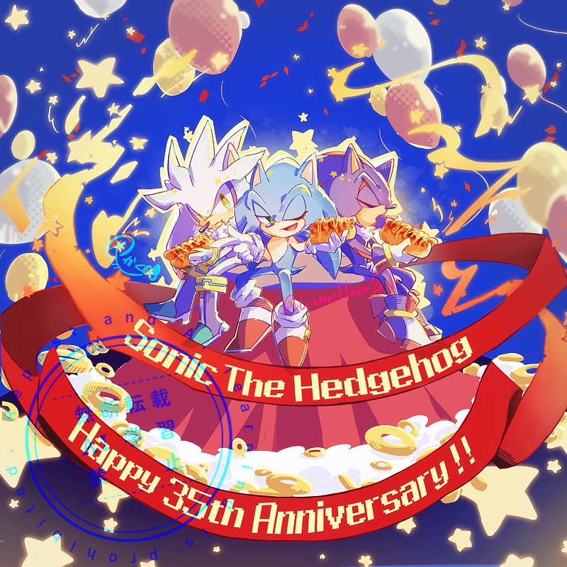 LuneHaroST's tweet photo. "シュヤクの言うことは聞くもの"

今年も誕生日おめでとう！🎊🎉
35周年のその先もずっと大好きですわヨ…🦔🦔🦔

#ソニック35周年
#SonicTheHedgehog https://t.co/OhUIhnwjmP