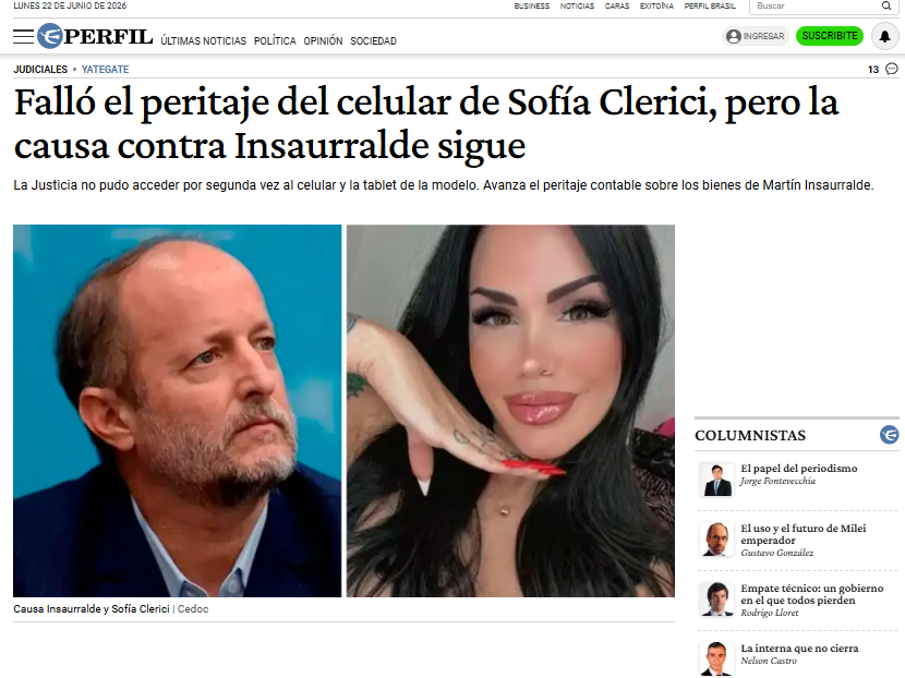Tomidiazcueto's tweet photo. La Justicia es una joda. Nos toman de boludos, la politica y la justicia de PBA. Así fue la secuencia de la causa Insaurralde:

1- La ex mujer de Insaurralde, trabaja en el juzgado federal que tramita la causa y trabajaba con el juez Villena, quien recibió la causa.

2- Villena a fines del 2023, se aparta de la causa por "violencia moral". Le dolía que se ponga en duda su accionar. Olvidaba el Juez que ya había tenido denuncias por mal desempeño judicial.

3- La causa queda para subrogar. La toma en 2024 el juez Armella. El mismo juez que hizo malabares con la causa AFA y se terminó declarando incompetente.

4- La causa duerme durante el 2024 a titulo de "revisión de lo que había en el expediente y propiedades".

5- En 2025 hacen un pedido de informe a EEUU, poco más.  Misteriosamente durante todo el 2025, fallaban los peritajes sobre el celular y la tablet de Clerici. Que casualidad.

6- En 2026 suspendieron las inspecciones oculares de las propiedades y se negaron a citar a declarar a Jesica Cirio sobre la causa paralela Hauque-Piccirillo ya que ella debía formar parte de la cena y según Hauque, fue parte de la cama. 

7- Modificaron las inhibiciones, pretendiendo eliminar a sus hijos y ex mujer de dicho procedimiento...hijos que manejarían los negocios de su padre.

7- Finalmente, allanan el domicilio de Cirio y de Piccirillo y solo encuentran armas de su actual pareja, Trombino. Otro con protección política y sindical.

Literalmente, tres años de nada. Absolutamente nada. Y muchas cosas muy curiosas. Jueces que se van, jueces que no se mueven y que patean todo lo que pueden las secuencias peronchas.

Un silencio politico apremiante. La cosa no termina en Lomas de Zamora, la cosa sigue en Guernica...sigue en San Vicente y seguirá...