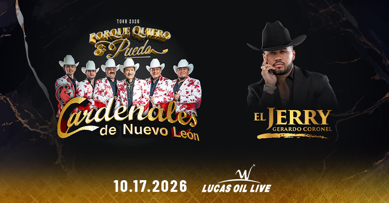 WinStarWorld's tweet photo. JUST ANNOUNCED: Cardenales de Nuevo León with Gerardo Coronel “El Jerry” are heading to #LucasOilLive on Oct. 17. 🎶

Get ready for a night of unforgettable norteño hits - tickets go on sale this Friday: https://t.co/7a5GL49nvn https://t.co/7V0crbI4AJ