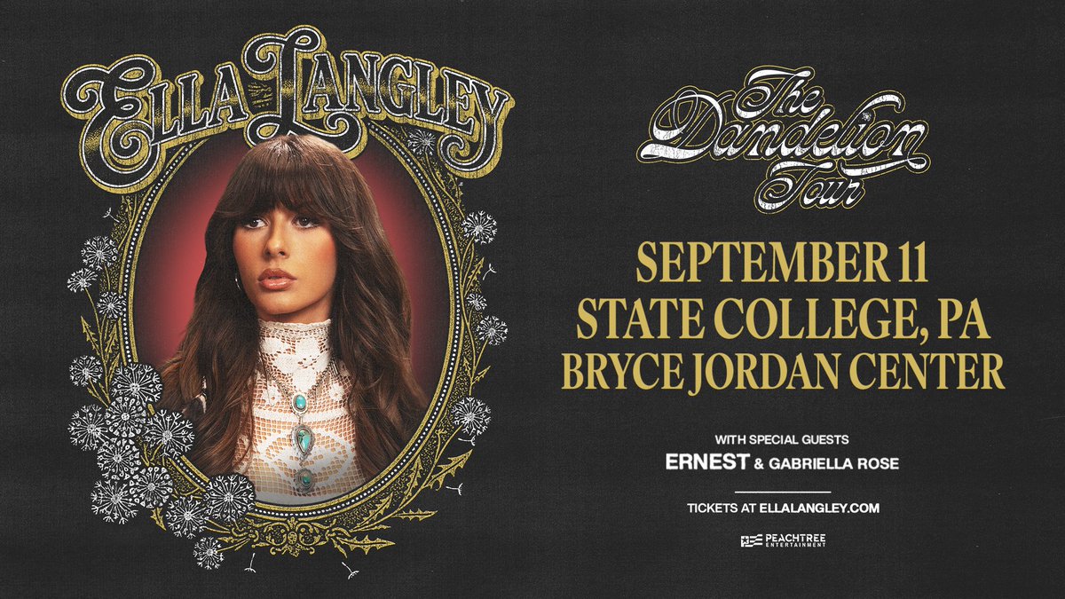 JordanCenter's tweet photo. Just announced! @ellalangleymsic ’s Dandelion Tour is coming to the Bryce Jordan Center on Friday, September 11 with ERNEST and Gabriella Rose. Register now for presale at https://t.co/Bf5UtZo4W1! https://t.co/XSdvWVym2T