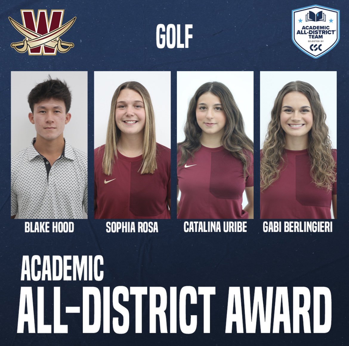 WalshCavaliers's tweet photo. more hard work in the classroom paying off ⚔️⛳️🥍
#SwordsUp https://t.co/zS7qTDvIBH