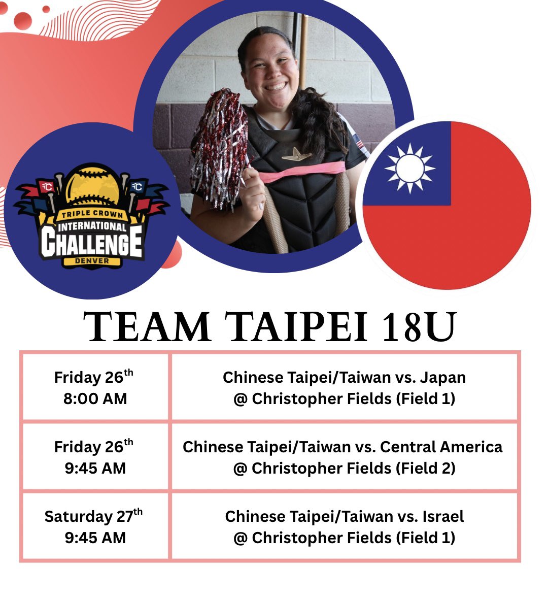 jennagonzo27's tweet photo. So so excited to be in Colorado at the Triple Crown International Challenge this week!! I’m so grateful for this opportunity to play with some amazing people but even more to represent my heritage with my 
mom🇹🇼
GO TEAM TAIWAN‼️ 
Don’t suck!
@triplecrownspts https://t.co/TA0e4oQoaQ