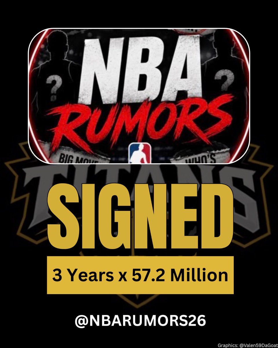 PittTitans's tweet photo. The Pittsburgh Titans have officially signed @NBARUMORS26 to a 3 year contract for 57.2 million. https://t.co/0cJl5CiYcd
