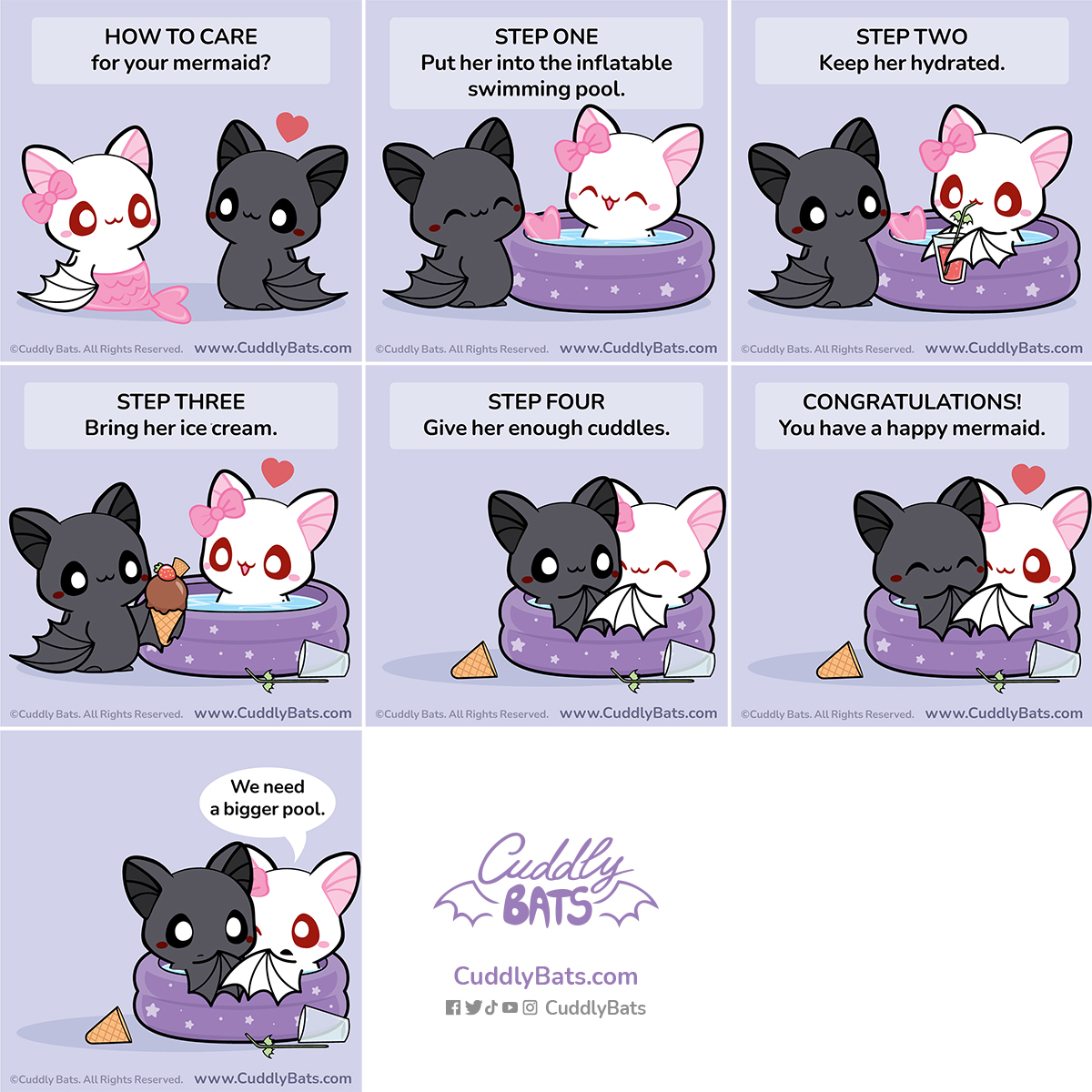 CuddlyBats's tweet photo. How to care for your mermaid? 🧜‍♀️💜 ©Cuddly Bats 🦇 #bats #cutebats #bat #couplecomic #cutecomic #relationship #couple https://t.co/rKOYZGtI1e