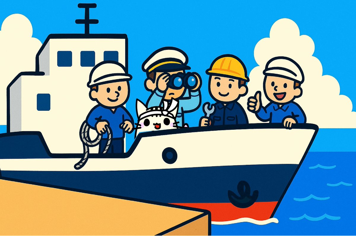 funanyang's tweet photo. ふなにゃんの「船の豆知識」🚢

船員って、実は多くの人は「海技士（かいぎし）」という国家資格を持ってるって、知ってたかにゃ❓😺

「なんだか難しそう…💦」
「特別な人しかなれないんじゃ…❓」

って思うかもしれないけど、そんなことないにゃ‼️

海技士になる方法はいろいろあって、

🏫 海の学校で学ぶ道
🚢 船に乗りながら経験を積む道
📚 働きながら資格取得を目指す道

など、自分に合ったルートを選べるんだにゃ✨

最初から何でもできる船乗りさんはいないにゃ⚓

みんな、
「海が好き」
「船に乗ってみたい」
そんな気持ちから、一歩ずつ成長していくんだにゃ😺🌊

海技士は、“選ばれた人だけの資格”じゃなくて、“目指せる国家資格”なんだにゃ‼️

#ふなにゃん #海の豆知識 #海技士 #船員 #国家資格 #内航船 #船乗りになろう #海の仕事