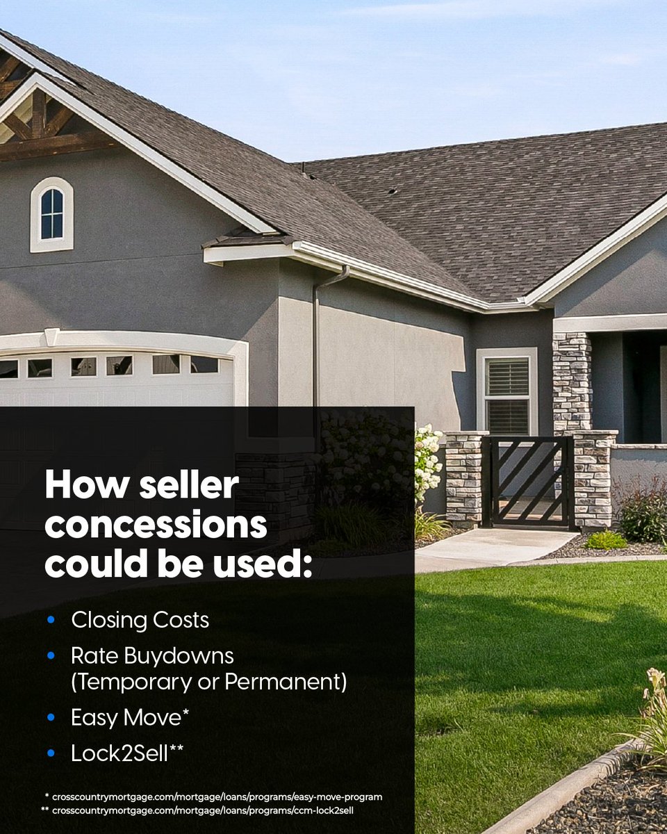 Brobi33's tweet photo. Seller concessions are doing more than getting attention. When used well, they can reduce costs, lower payments and make buying feel more doable. Programs like rate buydowns, Easy Move and Lock2Sellhelp make it happen. Contact us to find out your options. https://t.co/l19h0yC8TI