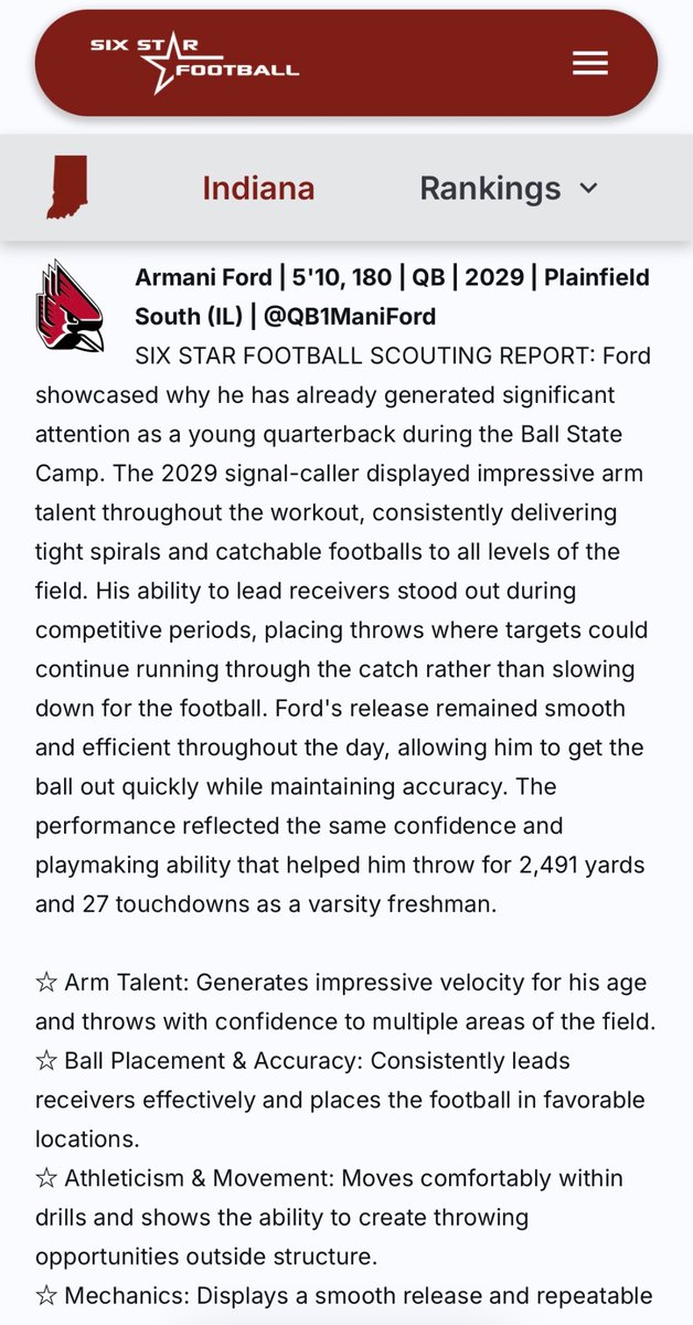 QB1ManiFord's tweet photo. Thank you @sixstarfootball for the write up. https://t.co/EiWwj5rj0e