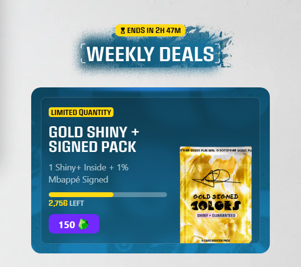 NepentheZ's tweet photo. Hey @Sorare !

I'm curious why the initial Mbappe signed pack was 50 Gems (and sold out in 30 or so minutes) - and then the subsequent Mbappe pack was raised to 150 Gems! (with a Sniney+ added)

with 50 gems costing around £10 - this seems like an unreal price hike for seemingly no reason other than the prior success of the pack. That's not a great way to engage with the community!

If there were other reasons why the pack was 3x price raised, we would love to know! 🤝