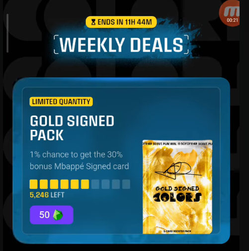 NepentheZ's tweet photo. Hey @Sorare !

I'm curious why the initial Mbappe signed pack was 50 Gems (and sold out in 30 or so minutes) - and then the subsequent Mbappe pack was raised to 150 Gems! (with a Sniney+ added)

with 50 gems costing around £10 - this seems like an unreal price hike for seemingly no reason other than the prior success of the pack. That's not a great way to engage with the community!

If there were other reasons why the pack was 3x price raised, we would love to know! 🤝