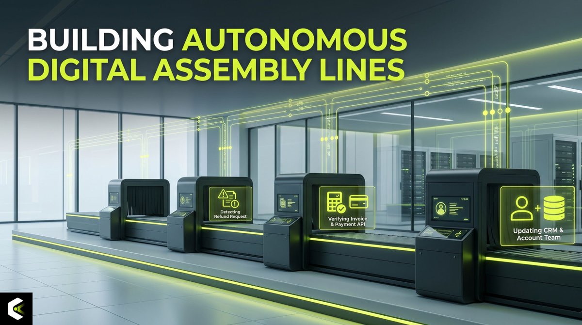 Cognixlab's tweet photo. Stop measuring your AI maturity by ChatGPT licenses. Individual productivity hacks don't build enterprise value—automated systems do.

Welcome to the Digital Assembly Line: multi-agent workflows running your business processes completely touchless.

#Cognixlab https://t.co/Dw206acodp