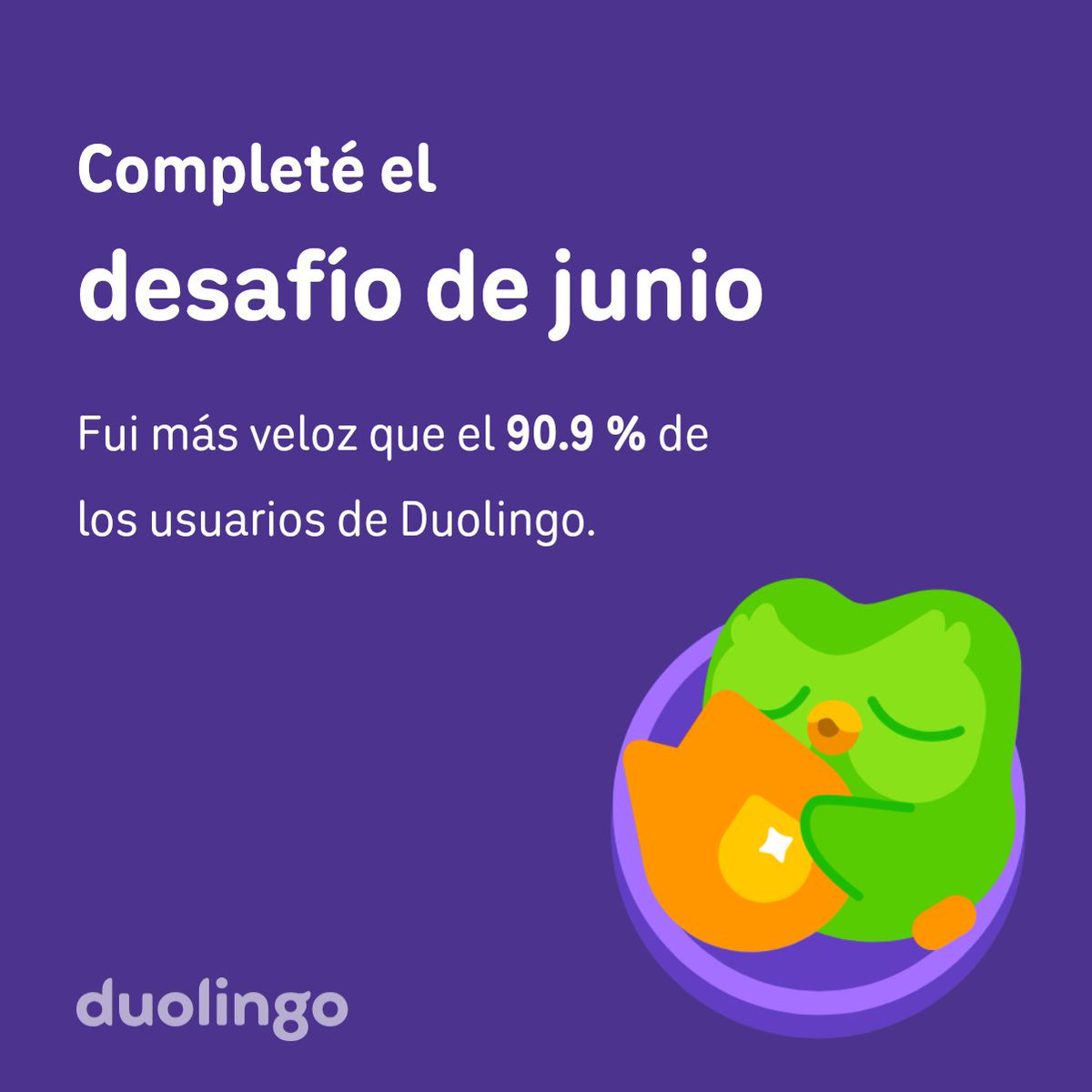 Giova19RJ's tweet photo. ¡Completé el desafío de junio más rápido que el 90.9 % de los usuarios de Duolingo! https://t.co/J6jrFZgnJx