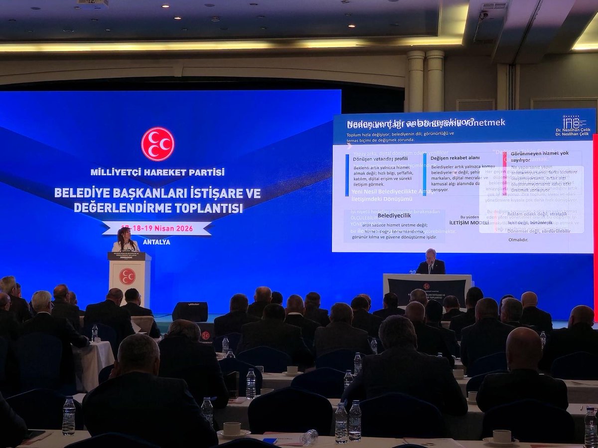 incarastirma's tweet photo. 📌Milliyetçi Hareket Partisi tarafından 17-19 Nisan 2026 tarihleri arasında düzenlenen Belediye Başkanları Toplantısı’nda, kurucu ortağımız Dr. Neslihan Çelik tarafından  ‘Üretken Belediyecilik Paradigması ile Yeni Nesil Belediye Tanıtımı’ başlıklı sunum gerçekleştirildi. https://t.co/6FCxeR2EgR