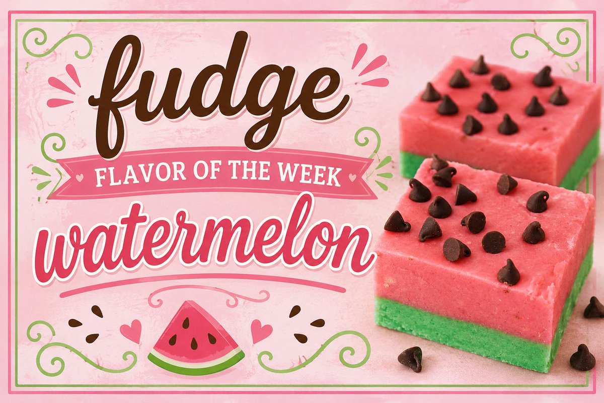 SummitExpressRx's tweet photo. Stop by 6/22-6/27/26 and try our Fudge Flavor of the Week, Watermelon! https://t.co/gSQvYZY2Op