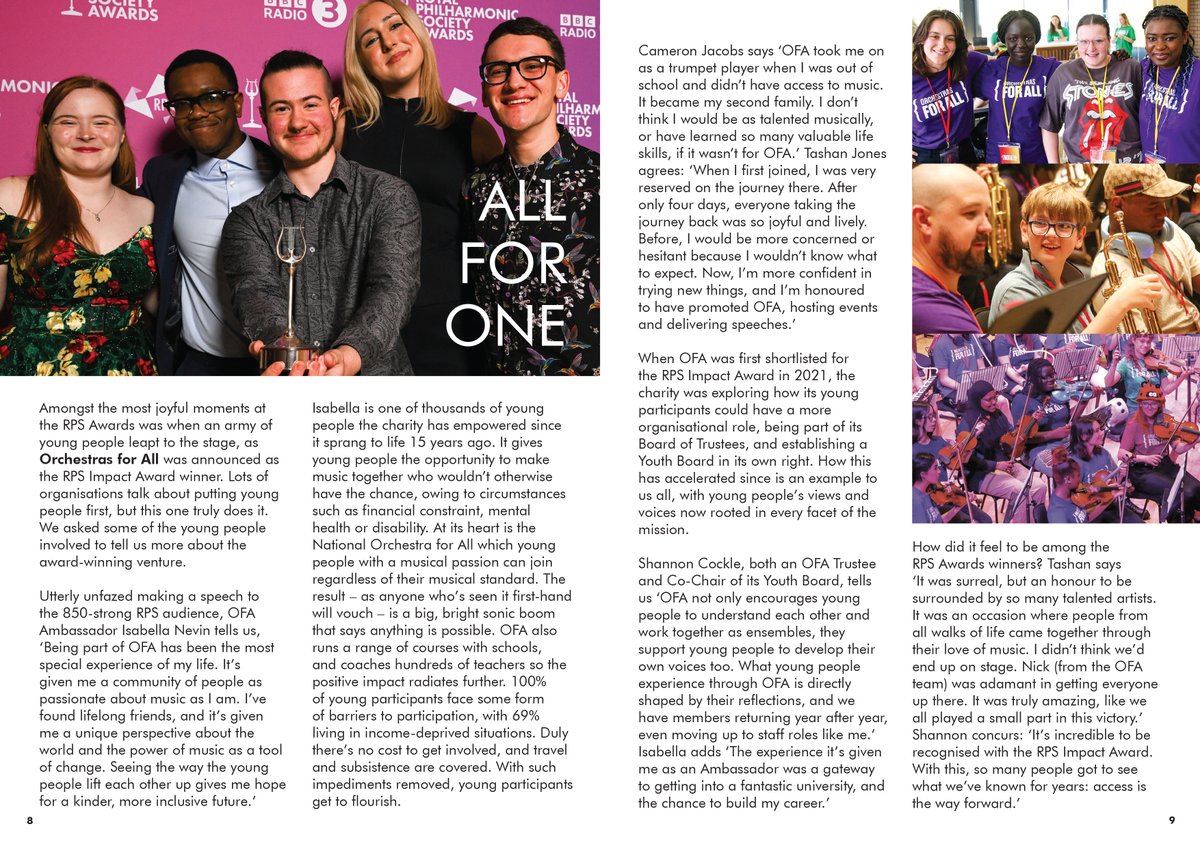 RoyalPhilSoc's tweet photo. The latest issue of Philharmonic, our magazine for RPS Members, has landed in inboxes today. Inside, we hear from music-makers across the UK, including insights from the young people of RPS Impact Award-winning @Orchestras4All. Read the full article here: https://t.co/VG4Lf6yyUE https://t.co/n9KO5gPbMF