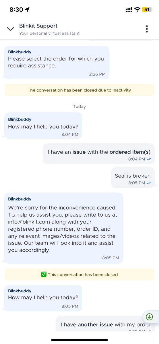 ChaitanyaHi's tweet photo. @letsblinkit  I’ve sent an email regarding order #ORD95478726941 as I received a Denver deodorant with a broken seal and compromised quality. When exactly will this be resolved? Waiting for a prompt reply and a solution to this issue. https://t.co/pd4hKNGSvb