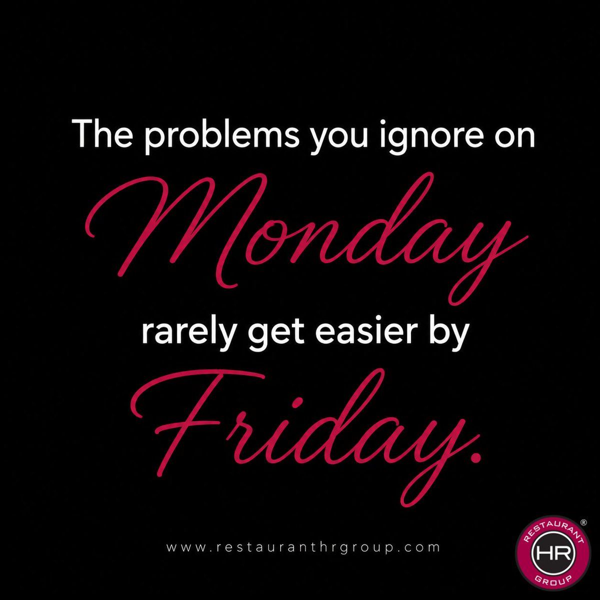 RHRGroup's tweet photo. The problems you ignore on Monday rarely get easier by Friday.

Culture isn't just shaped by the standards leaders set.

It's shaped by the standards leaders allow to slide.

What standard needs reinforcing on your team this week?

#RestaurantLeadership #RestaurantHR https://t.co/cRNDvf4eCY
