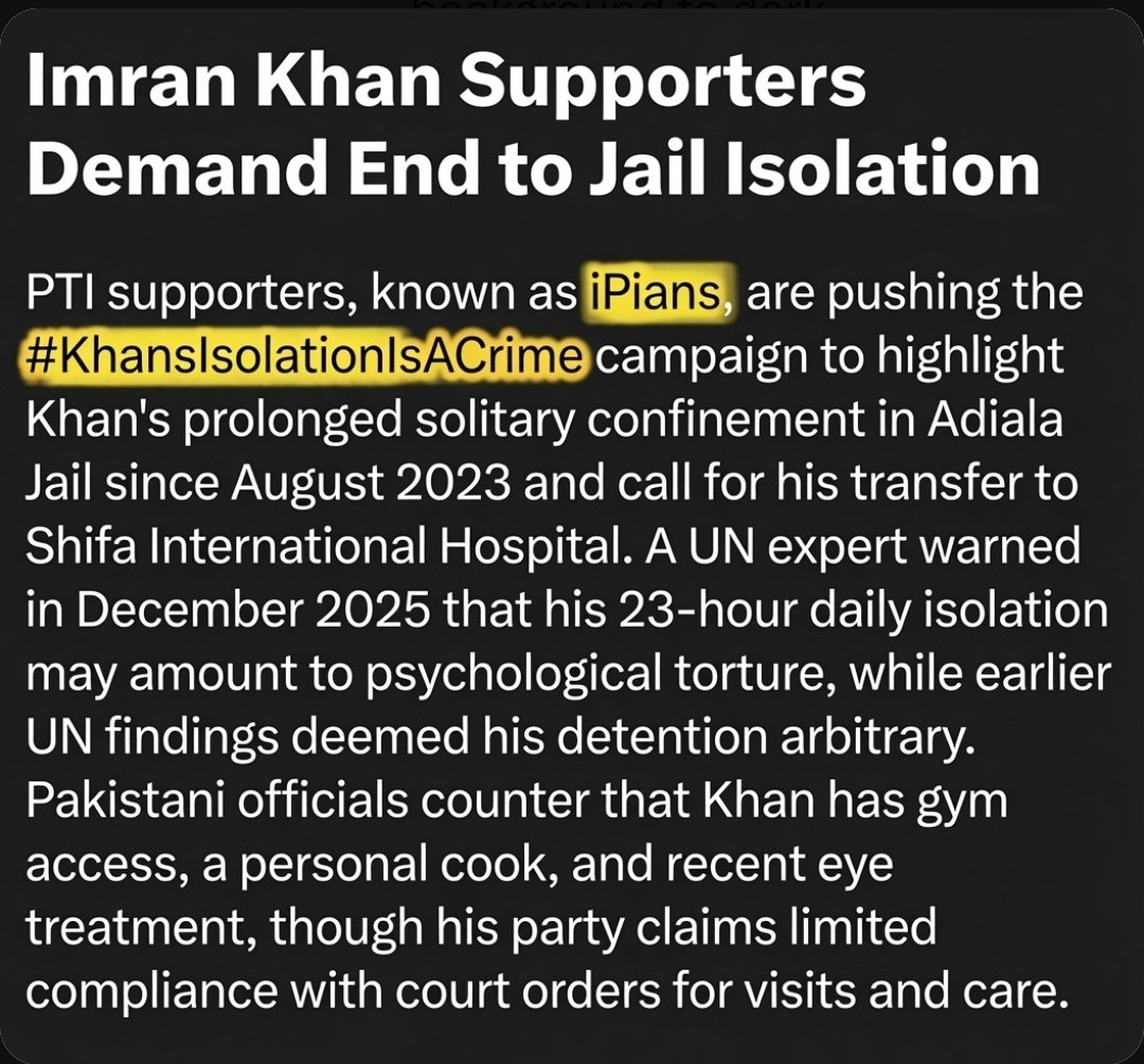 KaliwalYam's tweet photo. ٹویٹر نیوز 🚨
عمران خان کے ٹیم انصافینز پاور نے عمران خان کی قید تنہائی کے خلاف اس ٹرینڈ #KhansIsolationIsACrime کے ساتھ کمپین شروع کر دیا ہے https://t.co/QHVhuZC6wd