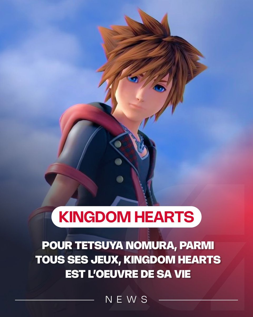 ActuG's tweet photo. Tetsuya Nomura fait le point sur sa carrière et explique que Kingdom Hearts reste son chouchou 

Kingdom Hearts est bien l’œuvre de sa vie, et il a encore « beaucoup de choses à accomplir et de nouvelles choses à explorer dans Kingdom Hearts IV ». 

On apprend aussi que le moment préféré de sa carrière reste l’annonce de Final Fantasy VII Remake à l’E3 en 2015 et qu'il ne s'attendait pas à ce que la série Kingdom Hearts soit si longue. A terme, il aimerait aussi se lancer dans un nouveau défi, peut-être très éloigné de ce qu'il aura fait jusqu'à présent.

Via Famitsu (traduit par aitoikimochi)