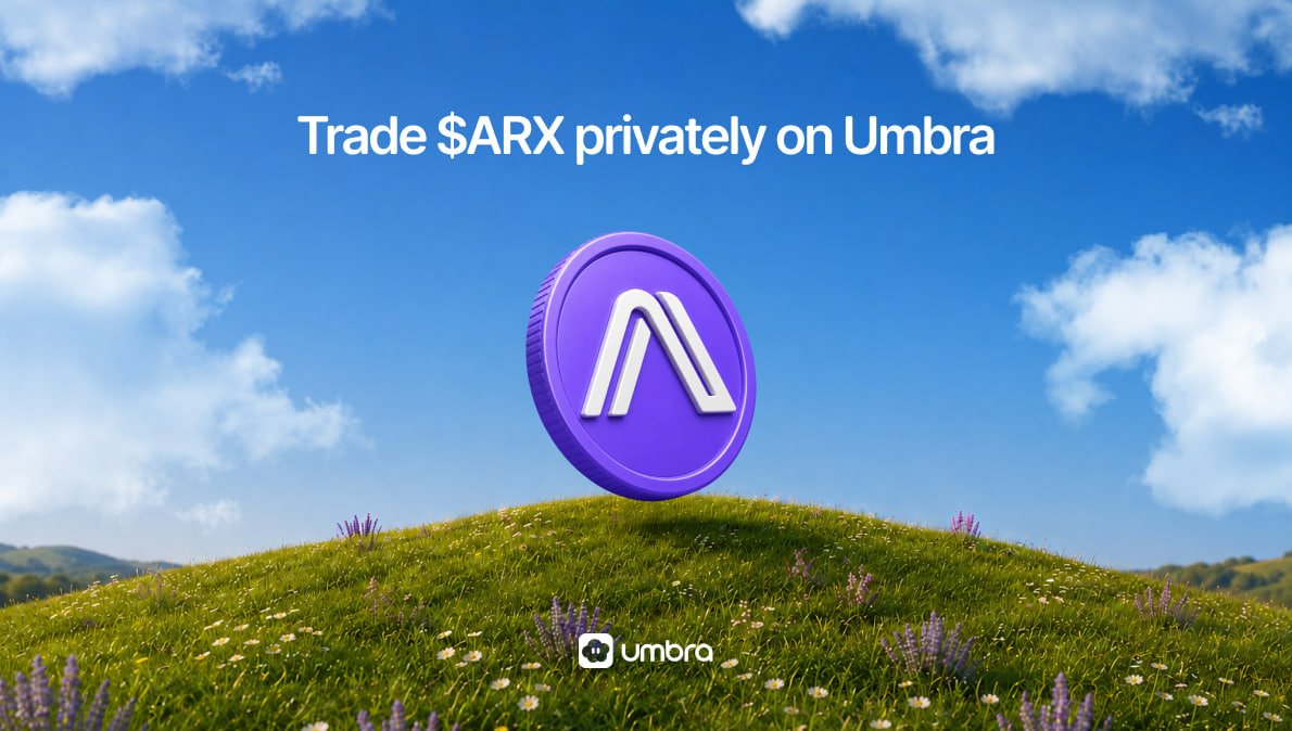 UmbraPrivacy's tweet photo. Arcium's $ARX is now live.

You can now trade and own $ARX privately on Solana with Umbra.

<encrypted> https://t.co/zIDzOiBlYw