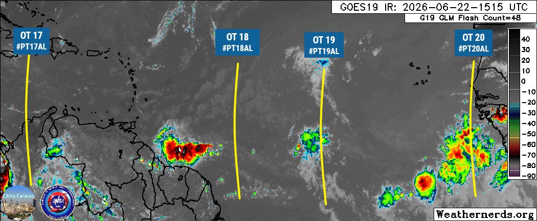 meteoccs's tweet photo. #22Jun | Tren de Ondas Tropicales activas en el Caribe y el Atlántico tropical. - 11:30 HLV. https://t.co/6m3YOmN9HG
