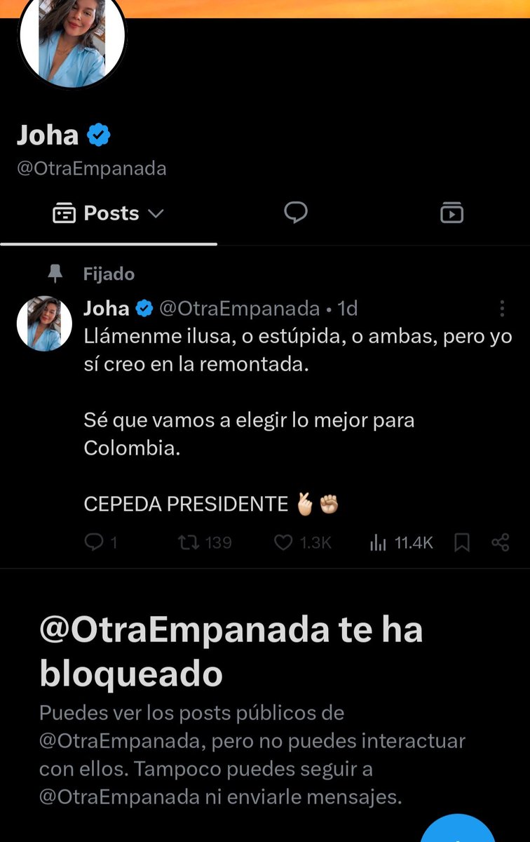 pastoracorrupta's tweet photo. La petrista hipócrita se llenó de sentimientos con mocos y me bloqueó porque le dije que la culpa es y será de Petro😊😊 encima la IA le dió su revolcada jajajajaja https://t.co/Y9cU3oWeyM
